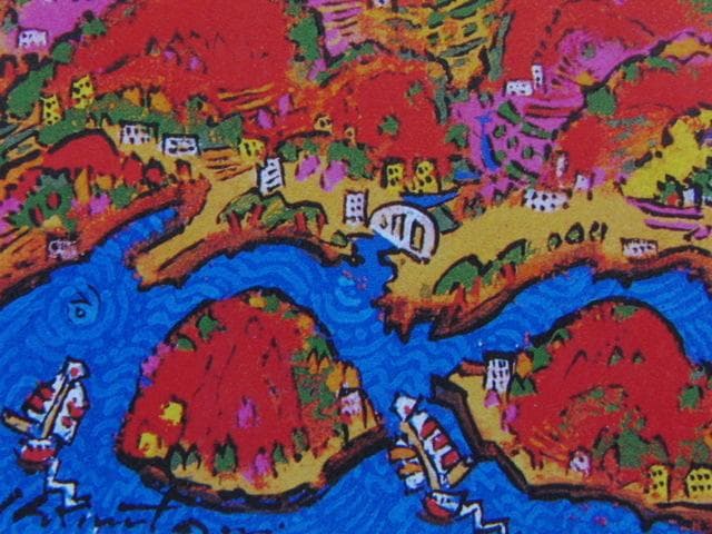 絹谷幸二、旭日富士、希少な額装用画集より、新品高級額装付、状態良好