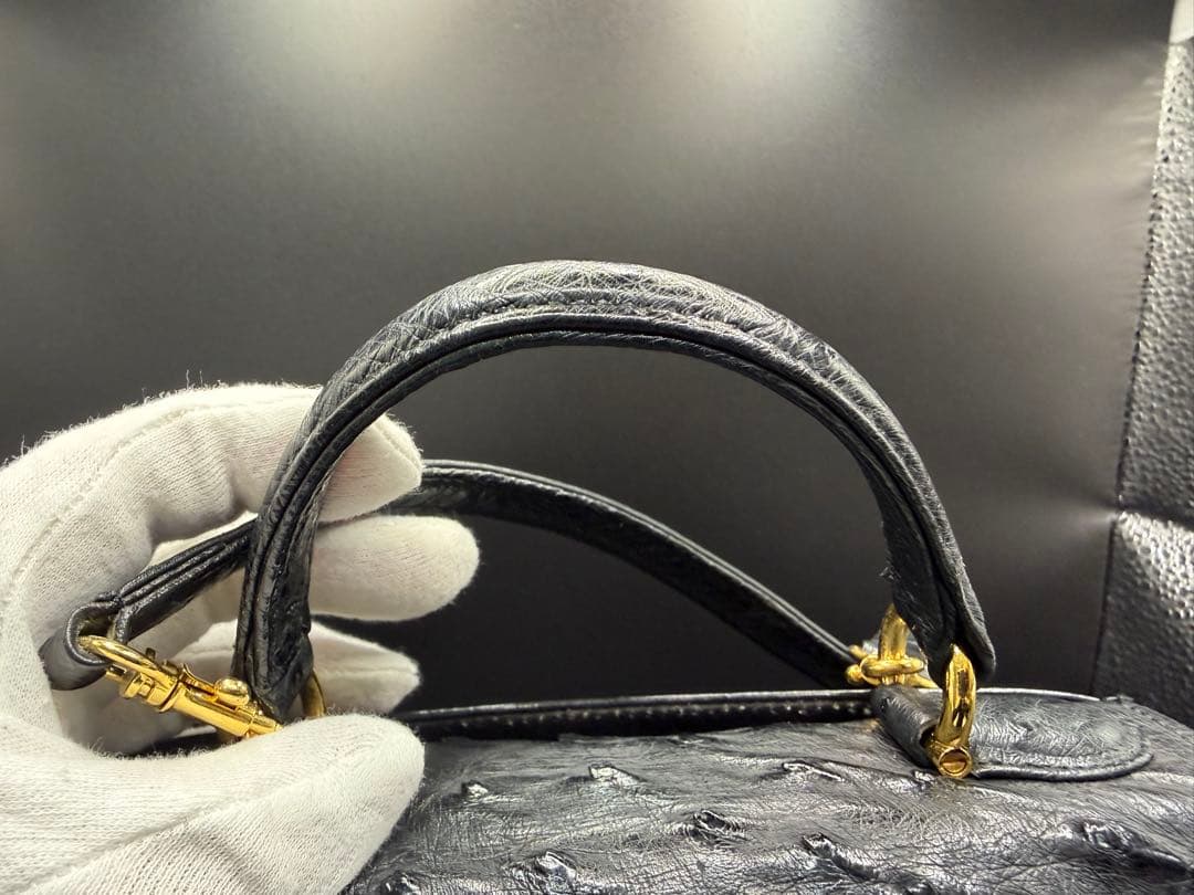 【値下げ】オーストリッチ ブラック ハンドバッグ