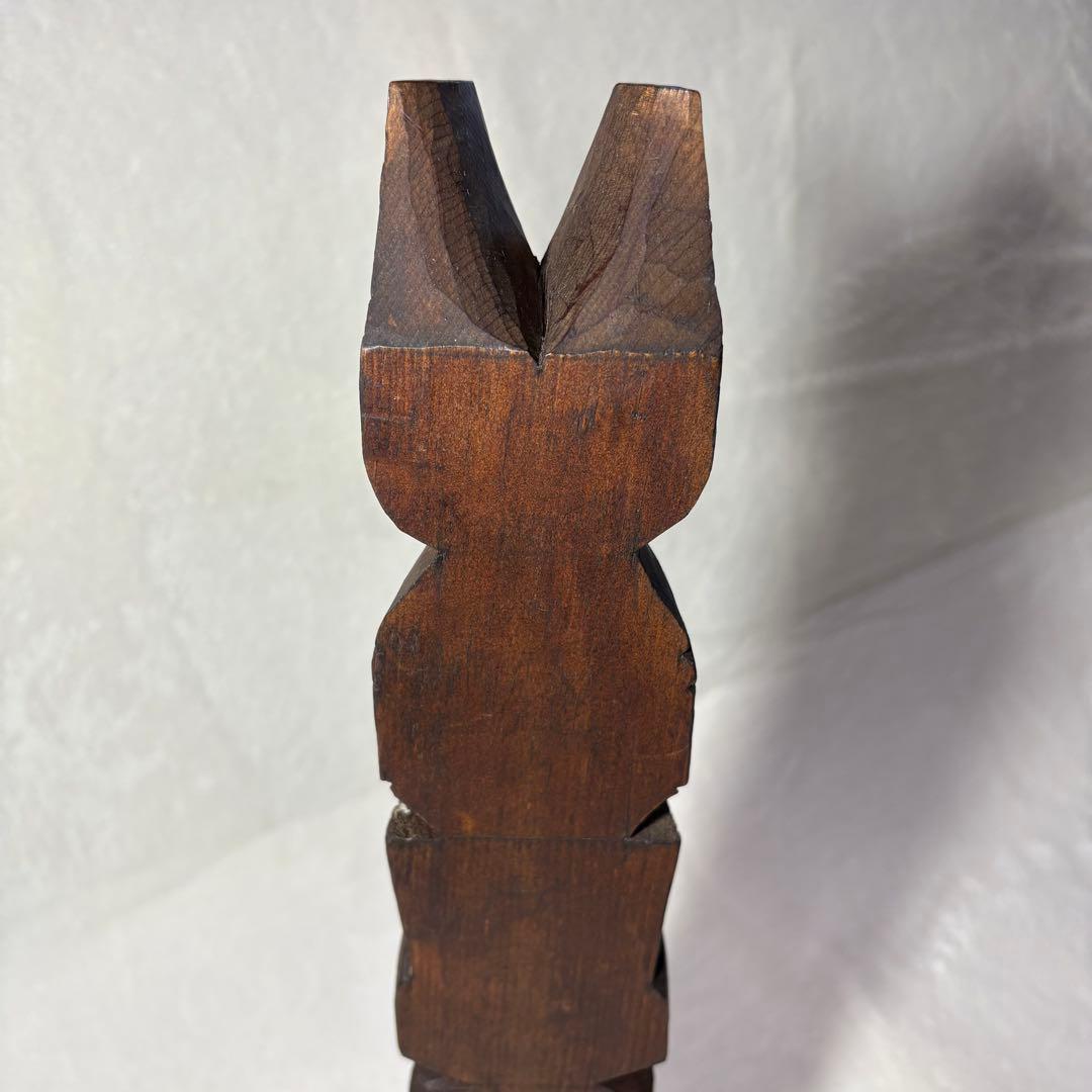 カナダ　先住民　トーテムポール　木製　木彫り　　ヴィンテージ