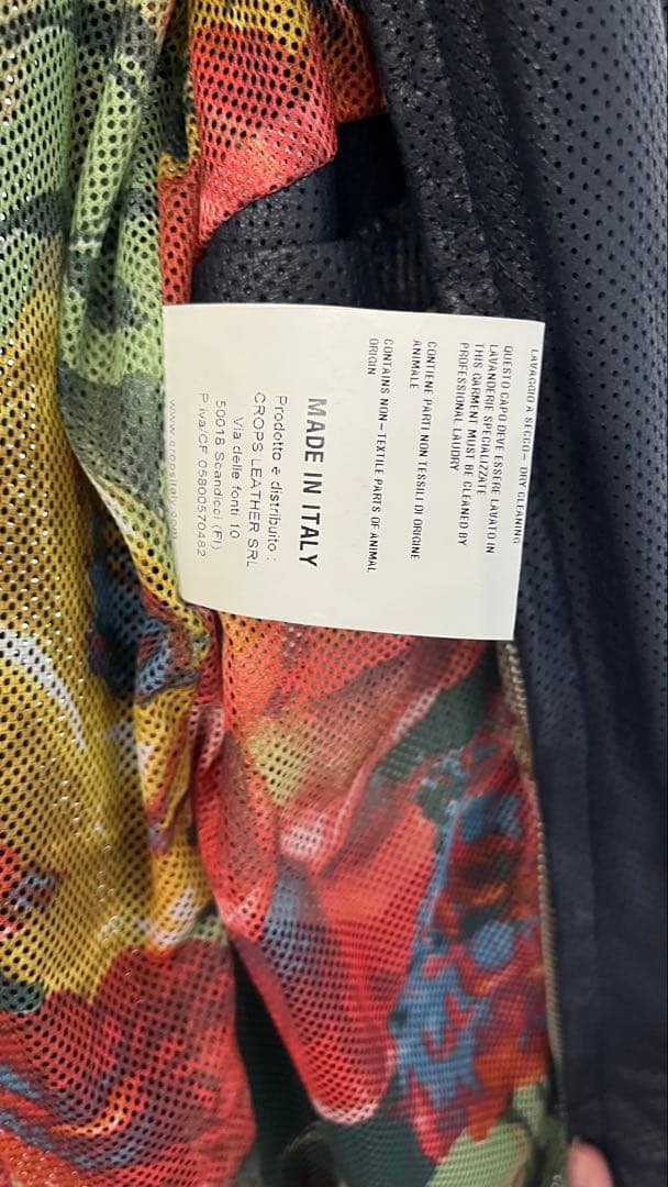 ネイビー　パンチングレザー シングルライダース　紺　48 L crops