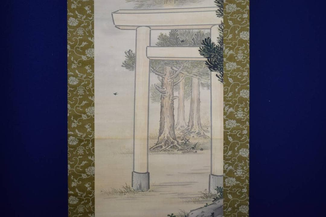 模写/梅里/北畠顕信卿鳥海山祈願之図/双幅/布袋屋掛軸HE-274