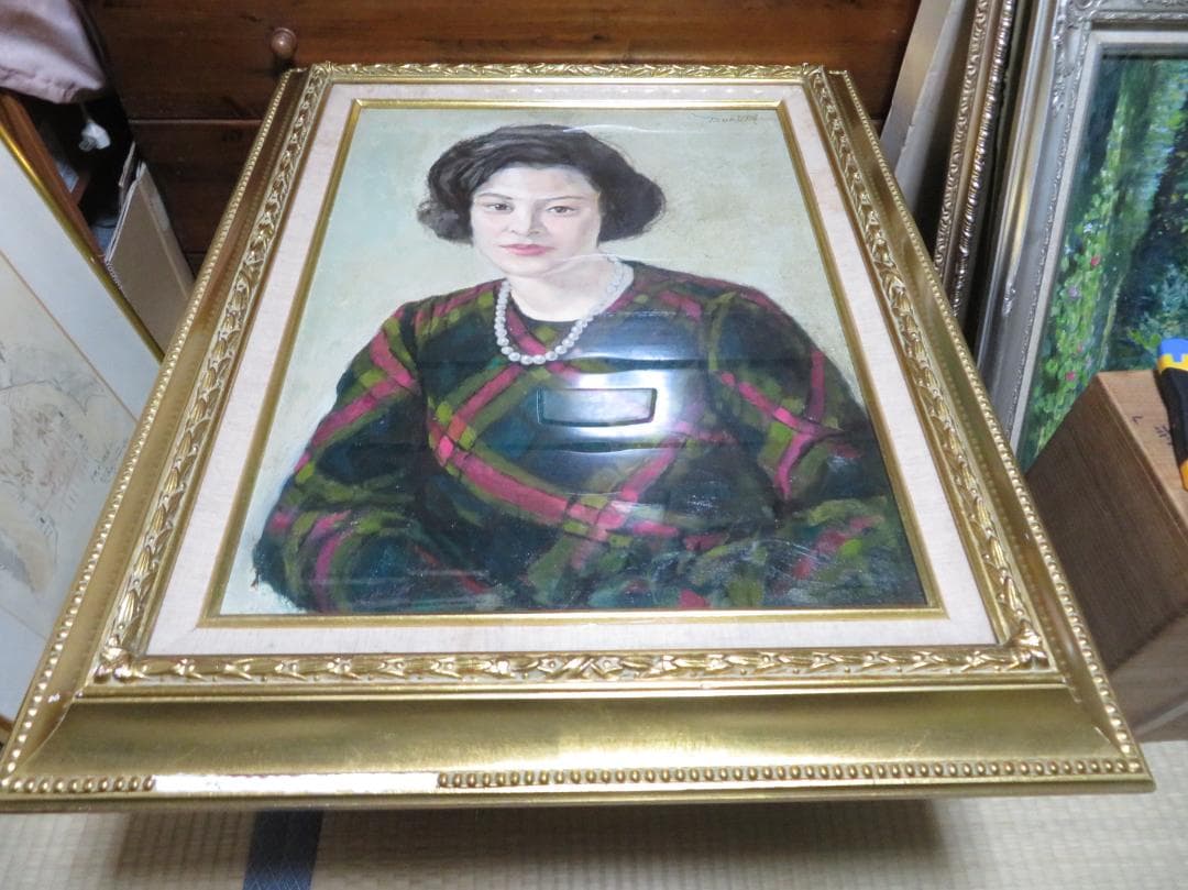 SDG♻️　弦田英太郎　「真珠の女」　油彩　P12号　大作　女性画の巨匠