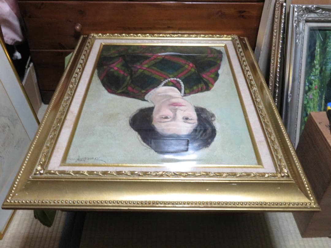 SDG♻️　弦田英太郎　「真珠の女」　油彩　P12号　大作　女性画の巨匠