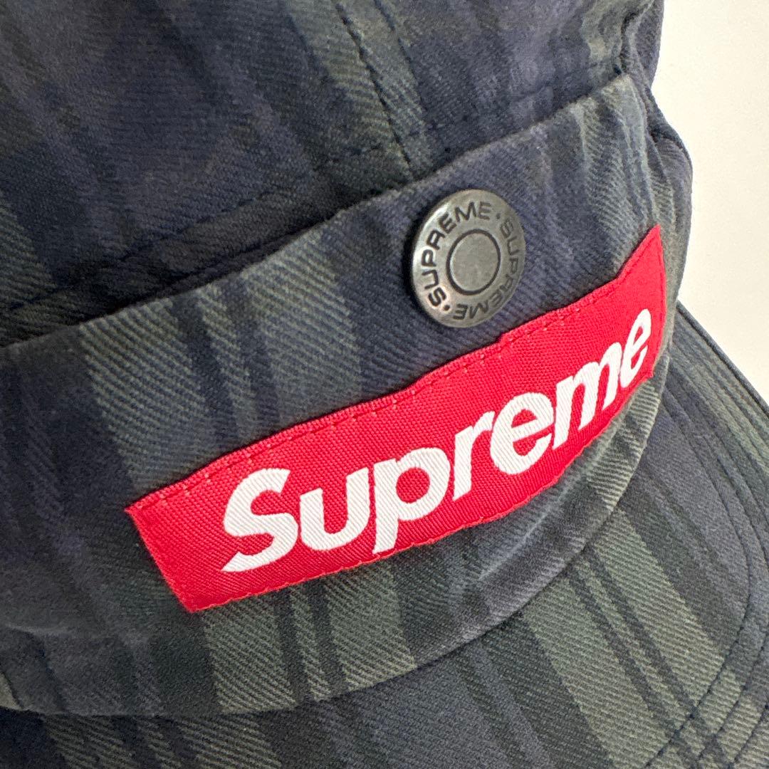 Supreme ジェットキャップ　帽子　チェック　ポケット付　ボックスロゴ