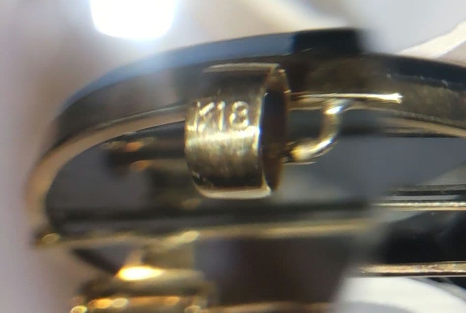 18金 ストーンカメオ ブローチ 女性と子