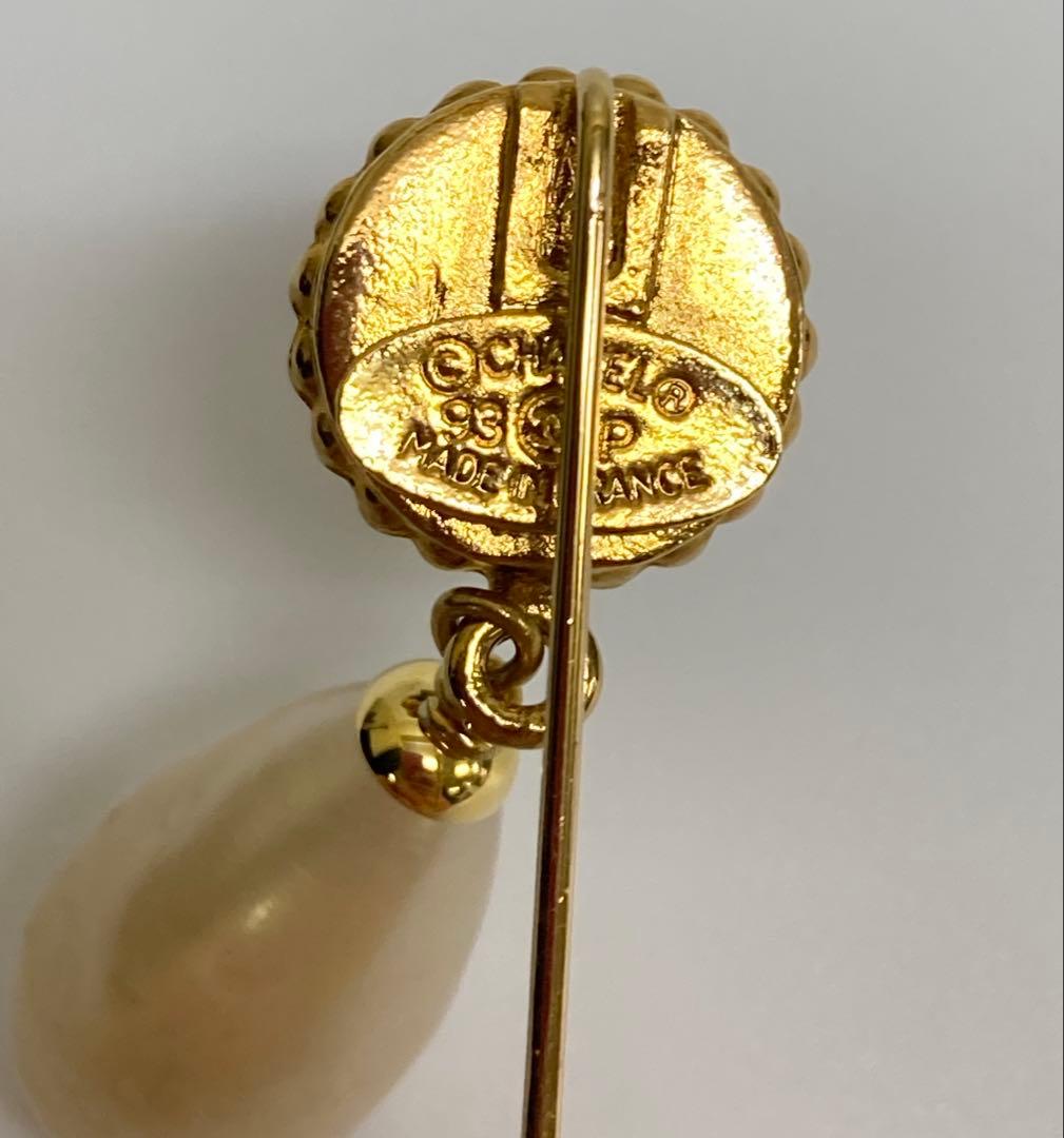 シャネル/CHANEL クローバーモチーフ　ピンブローチ　フェイクパール