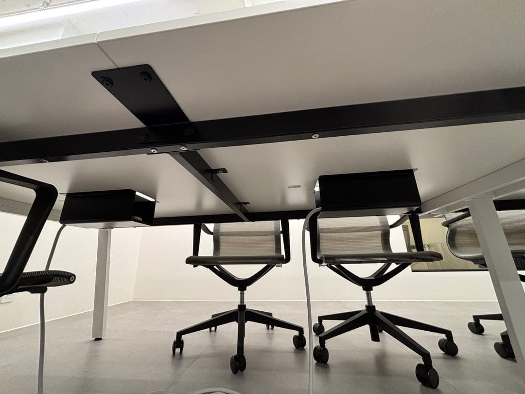 オフィスデスク（6人用）ホワイト　フリースタイルデスク配線収納付き