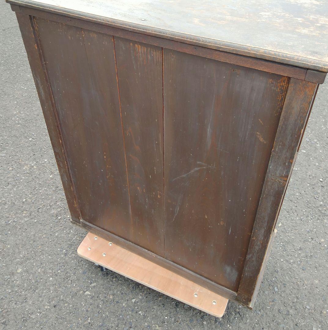 古道具　木製ガラスキャビネット ダークブラウン 2扉