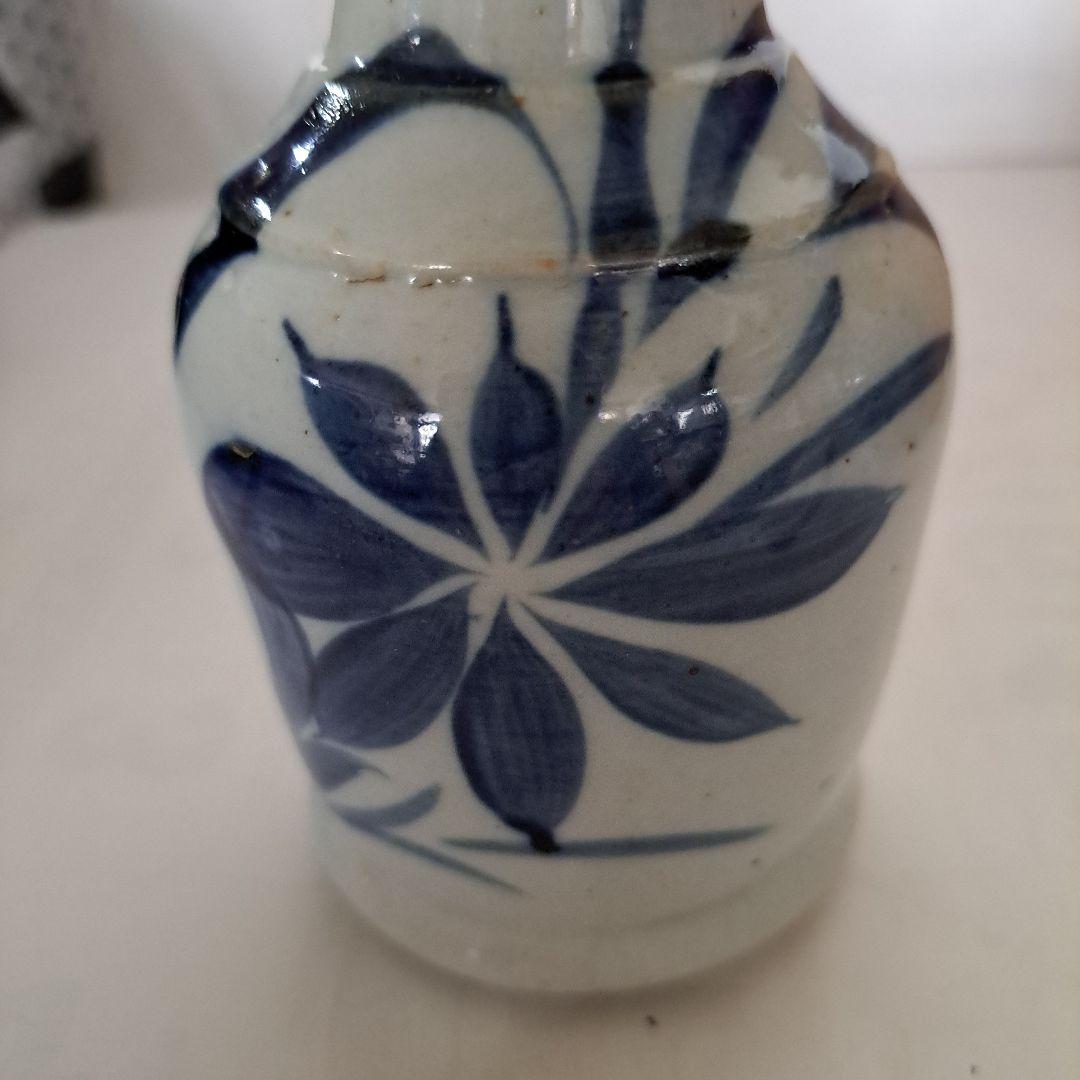 江戸初期　　呉須染付　　偏古瓶　伊万里染付　　あやめ図