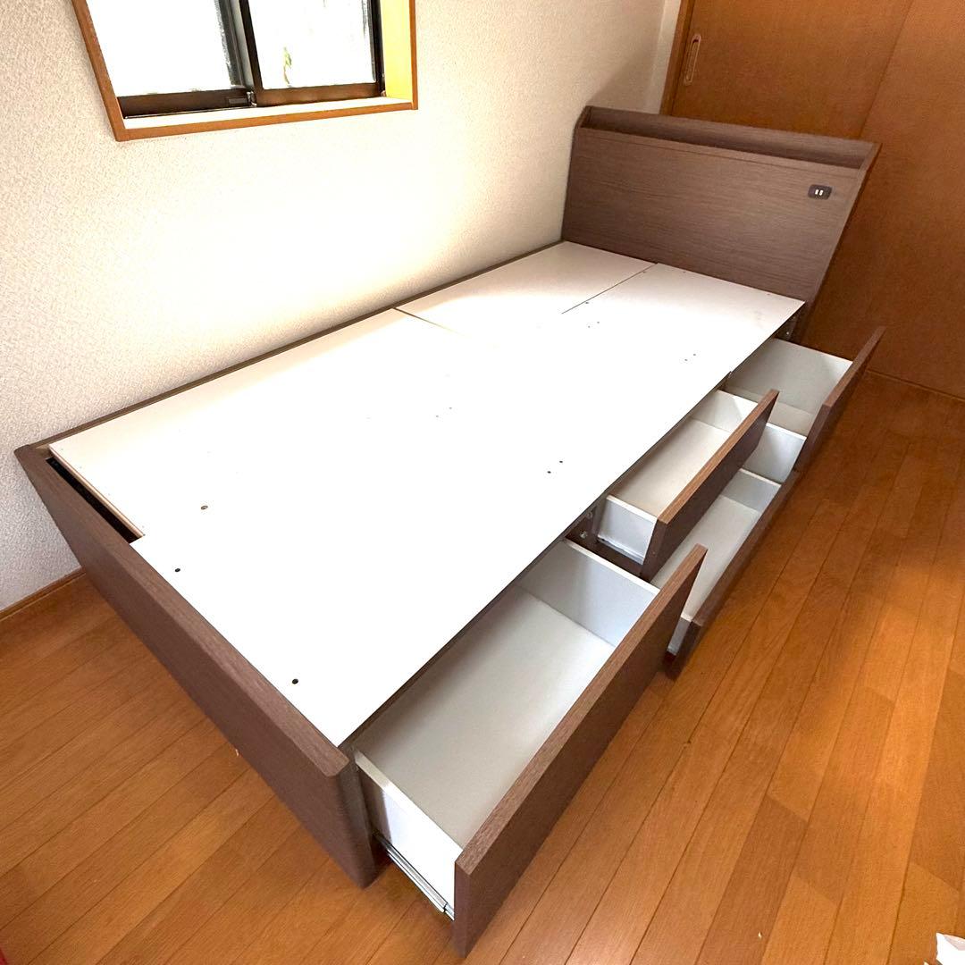 【早い者勝ち！】ニトリ シングルベッドフレーム 大容量 ブラウン