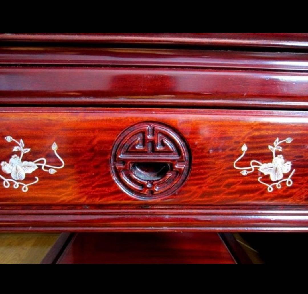 中国美術 唐木 螺鈿象嵌細工 螺鈿テーブル/シノワズリ・中国 高級家具:配送別途