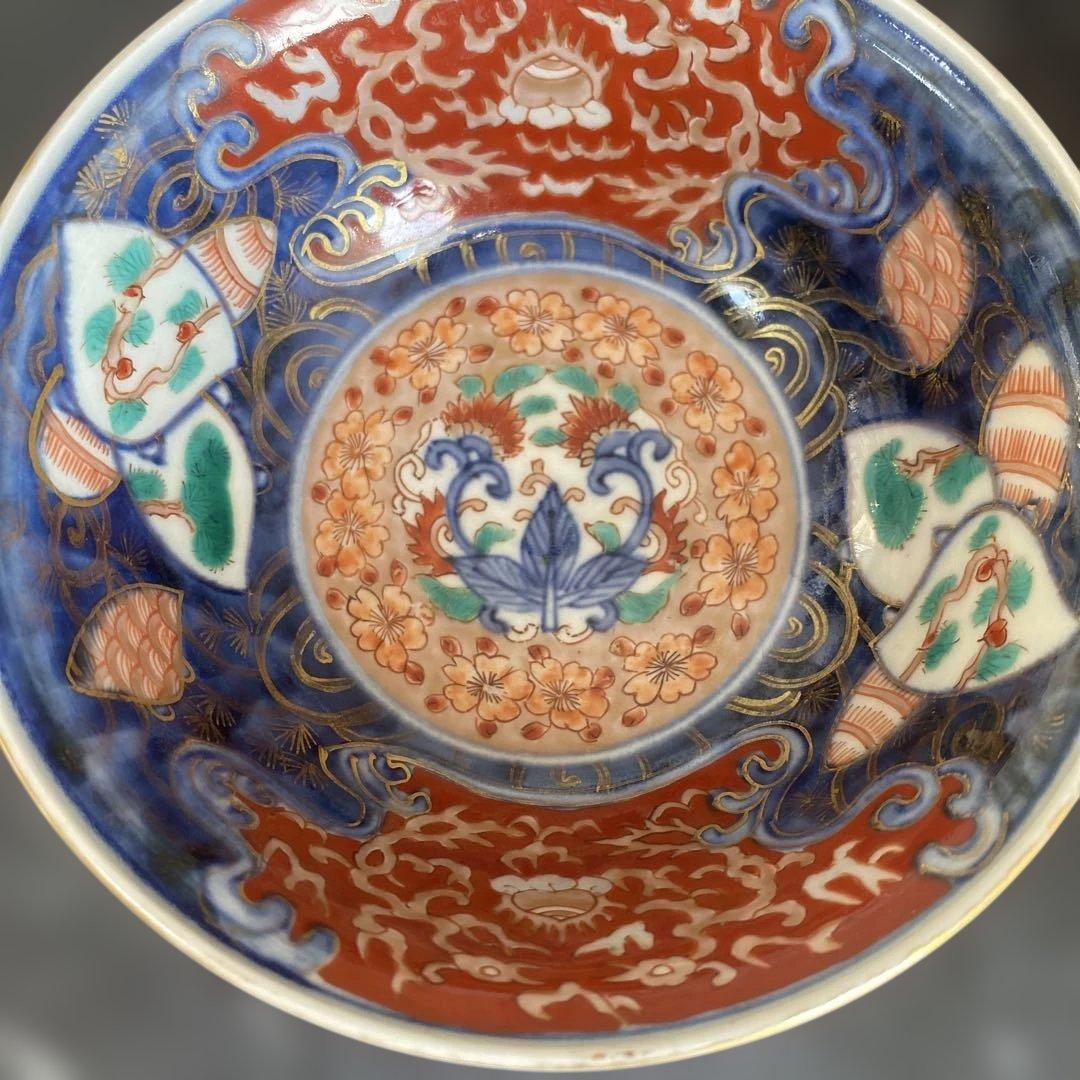 古伊万里　冨貴長春　金蘭手　飯碗　茶碗　江戸期　時代物　四客