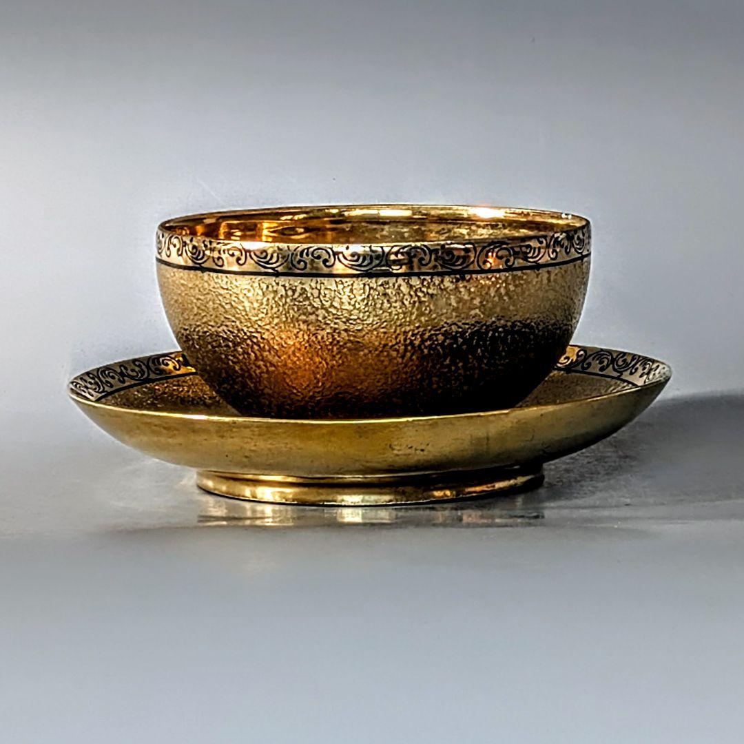 オールドニッポン 大銘品! 金彩エッチング クサラシ技法 カップ＆ソーサー