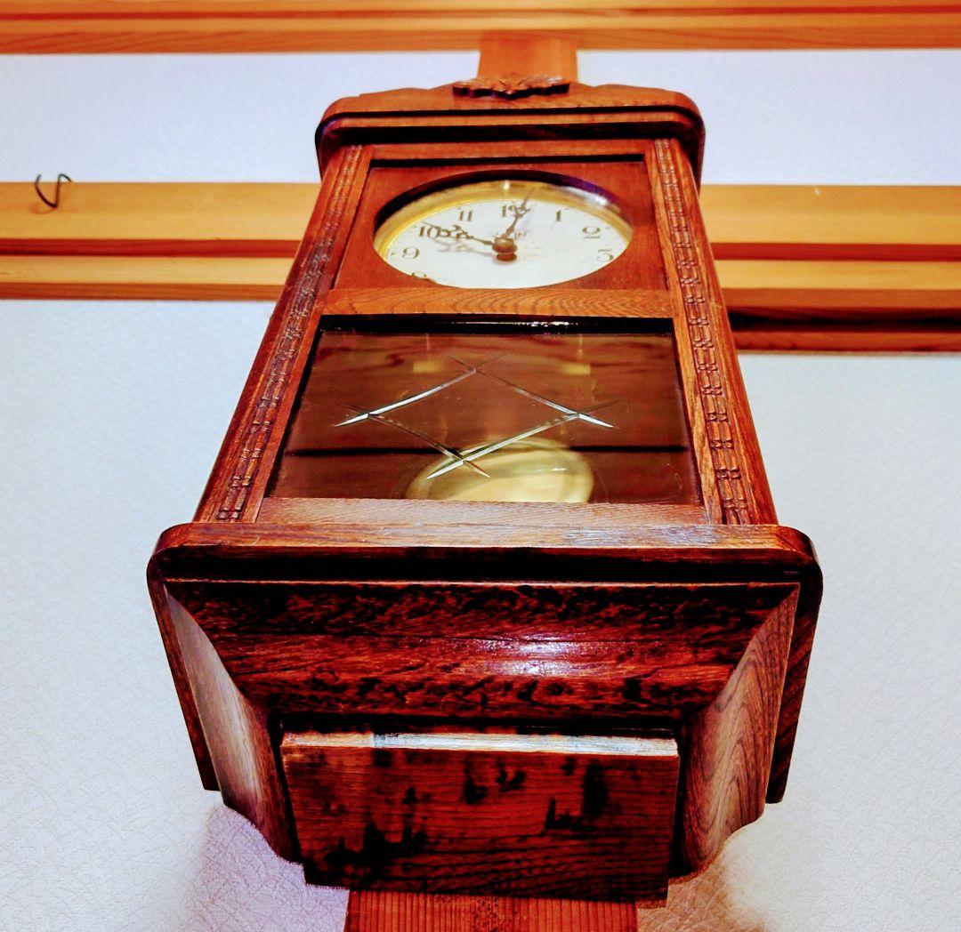 〈完動・美品〉MEIKOSHA時計　LION印 宮型ゼンマイ振り子時計　古時計