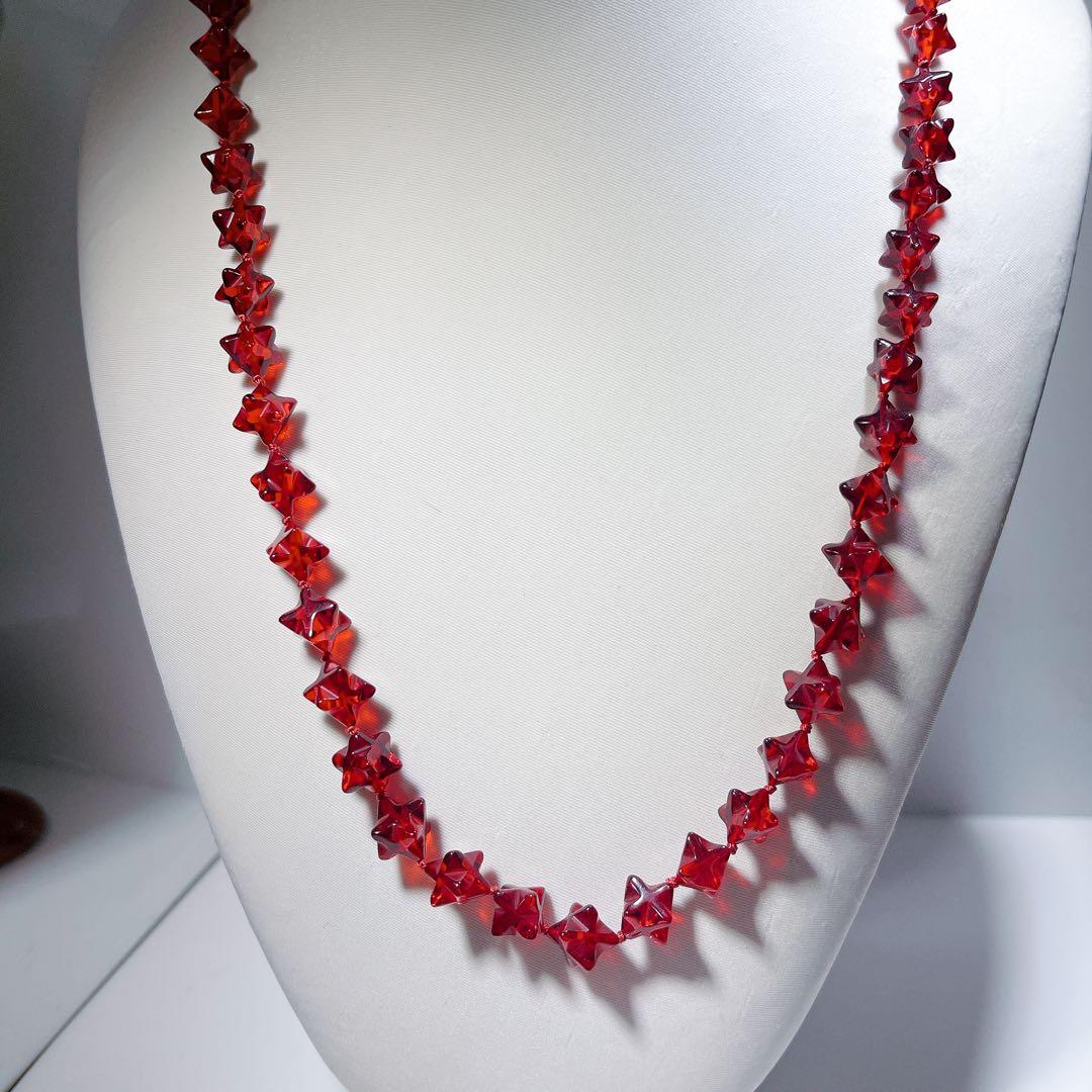 星レットアンバーネックレス赤琥珀ネックレスNO25-1352