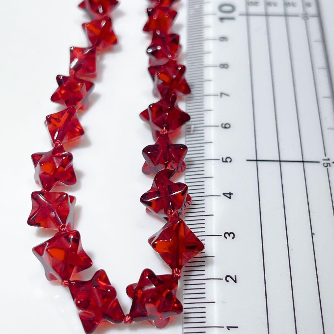 星レットアンバーネックレス赤琥珀ネックレスNO25-1352