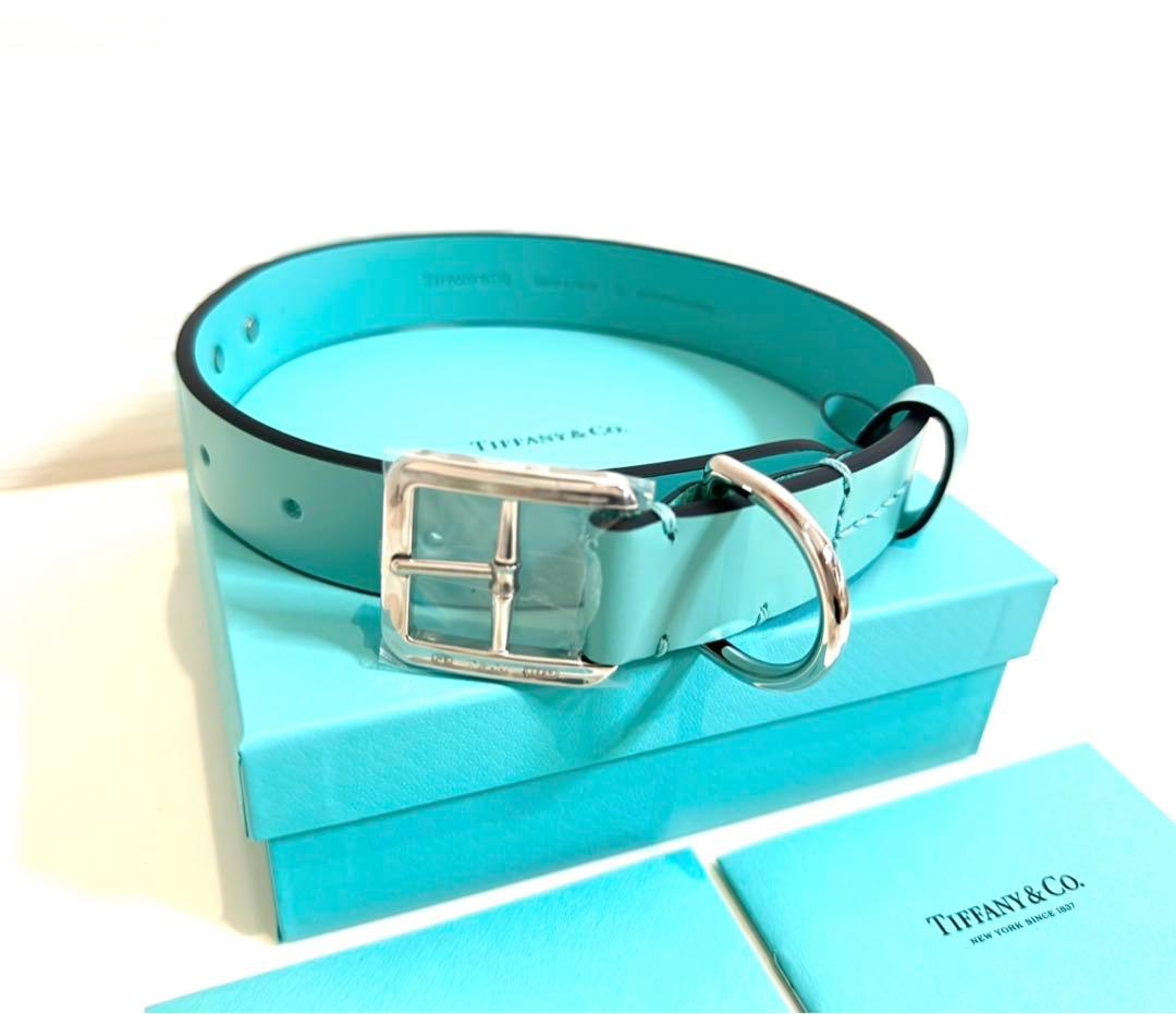 未使用品 Lサイズ⭐️Tiffany ティファニーレザー 犬首輪ドッグカラーペット