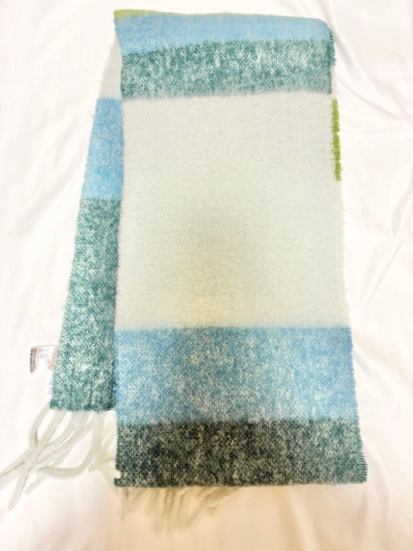 maison kitsuneメゾンキツネ アルパカ マフラー ストライプ ブルー