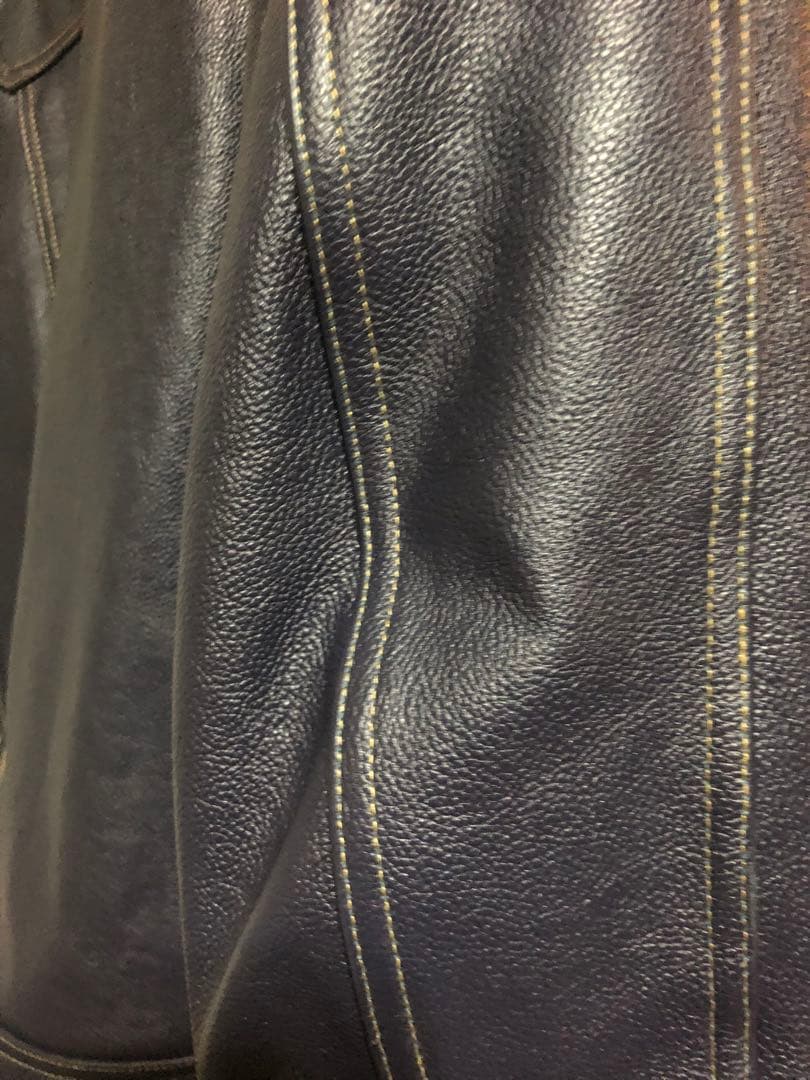 レザージャケット、ネイビー