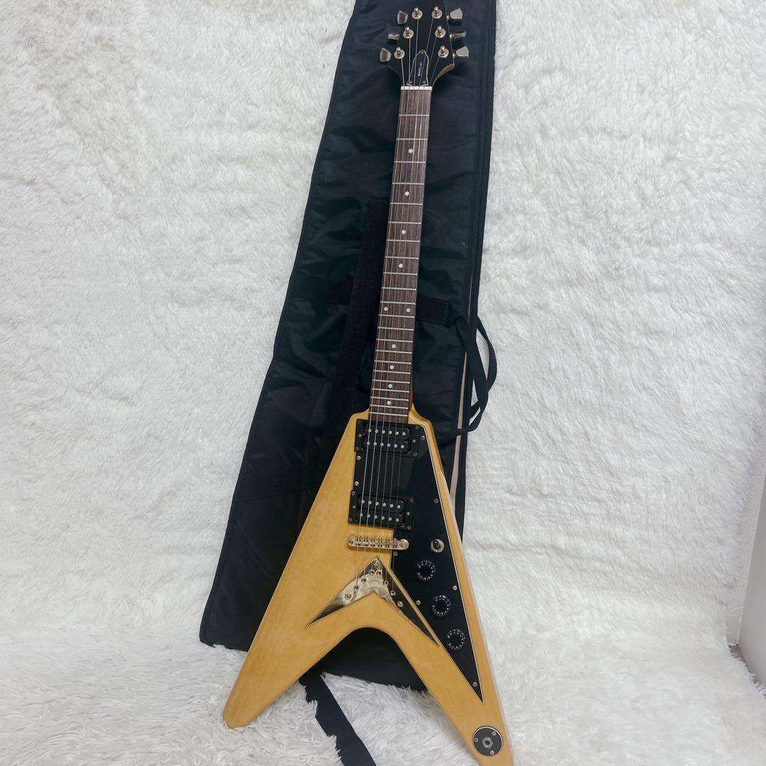 【メンテナンス済】バークレイ　フライングV エレキギター　イエロー