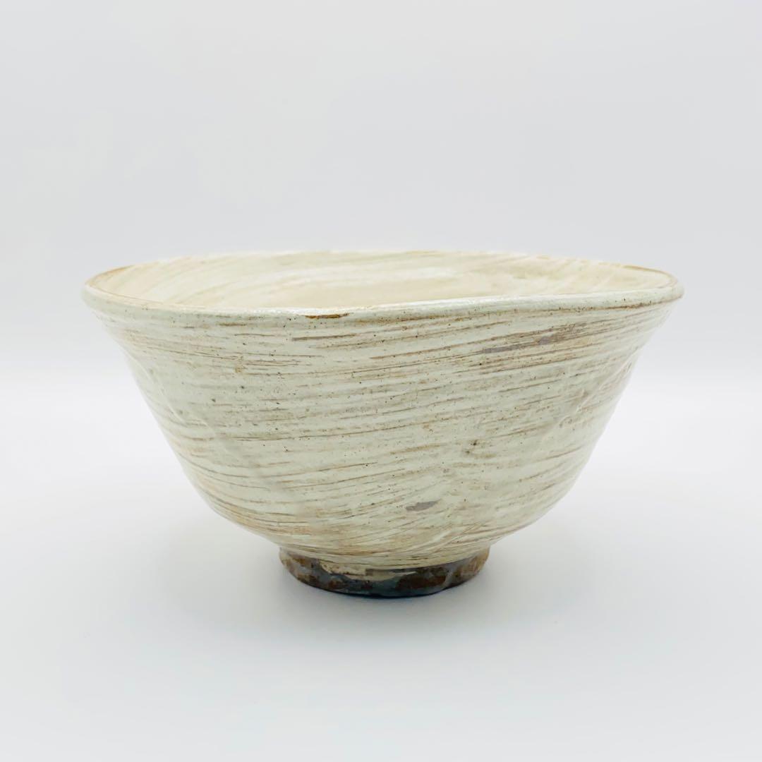 抹茶茶碗 刷毛目　加藤芳右衛門　銘 末廣　共箱入　茶道具　茶盌　茶器　陶芸