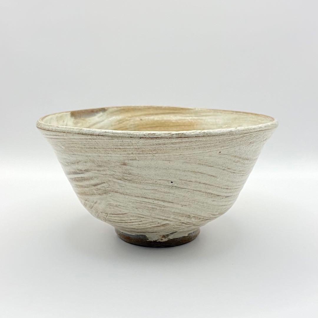 抹茶茶碗 刷毛目　加藤芳右衛門　銘 末廣　共箱入　茶道具　茶盌　茶器　陶芸