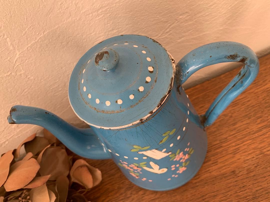 フランス　蚤の市　ピッチャー　ホーロー　ブロカント