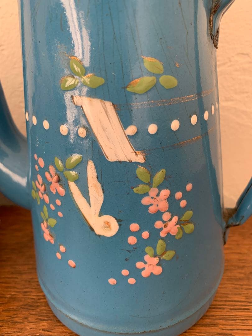 フランス　蚤の市　ピッチャー　ホーロー　ブロカント