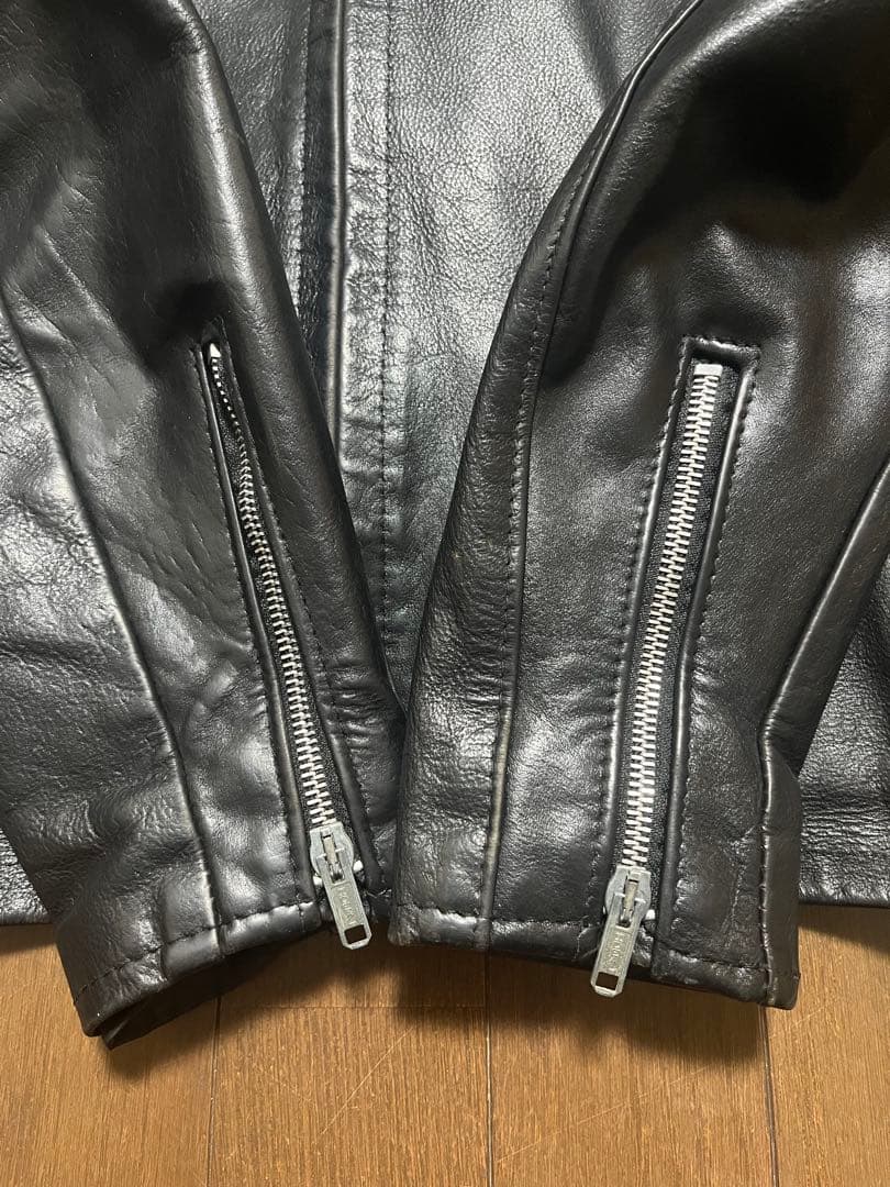 Schott シングル　ライダースジャケット　レザー　ブラック Size38