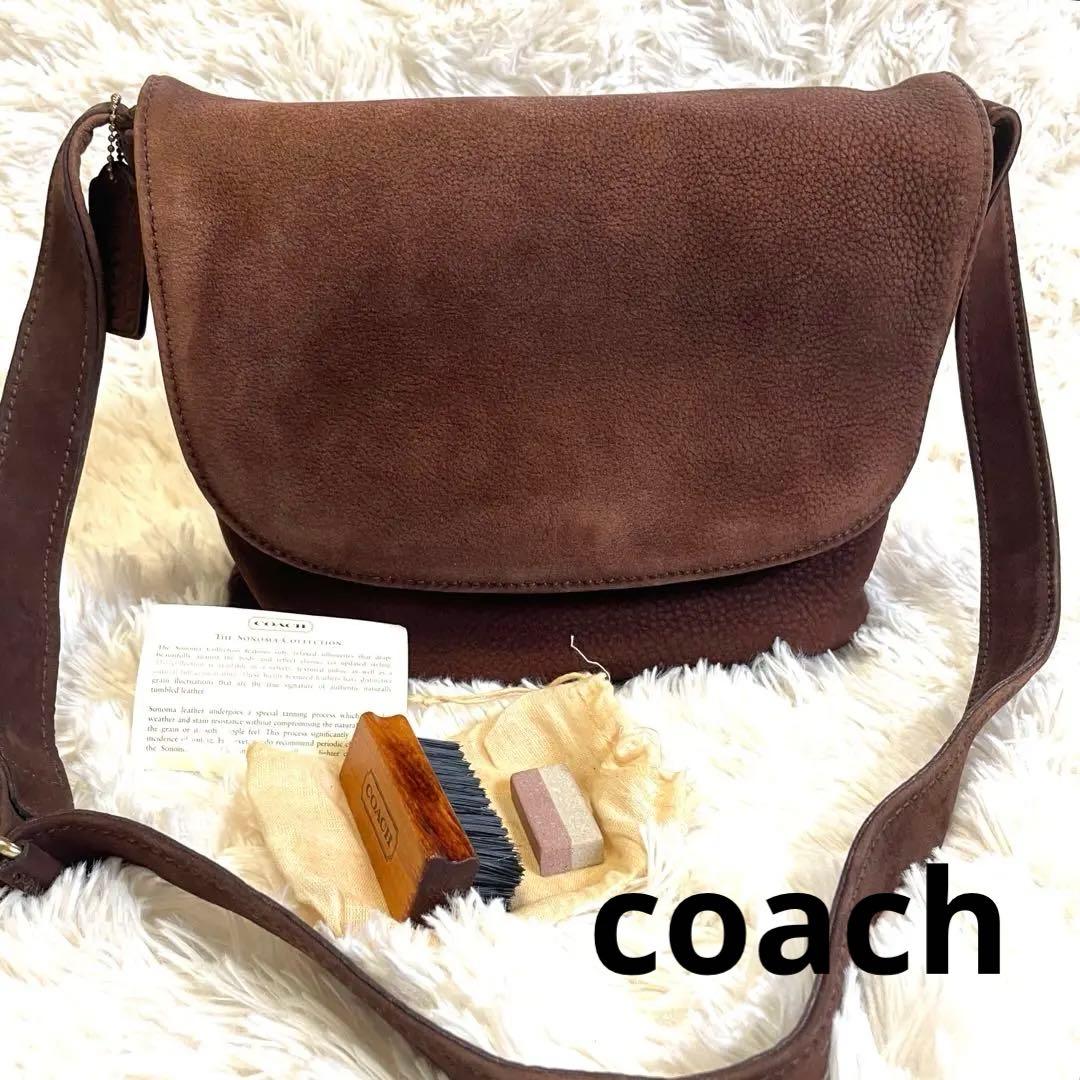 ケアキット付✨オールドコーチ ヌバック ショルダーバッグ　ソノマ　シボ革　茶