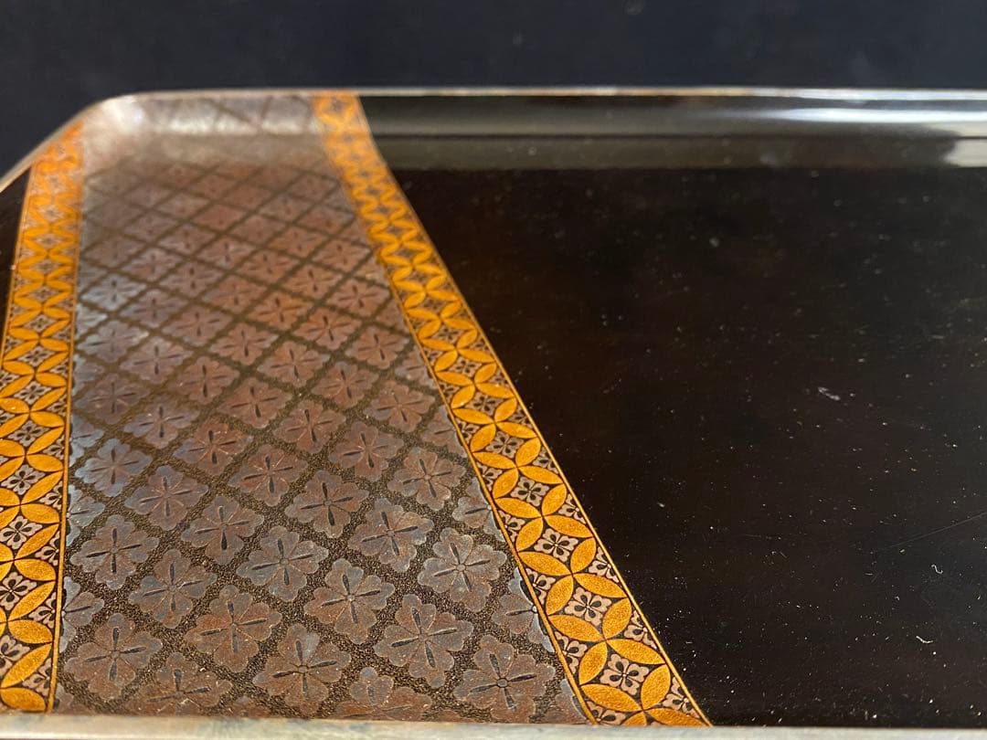 漆塗蒔絵　長方盆　日本古美術