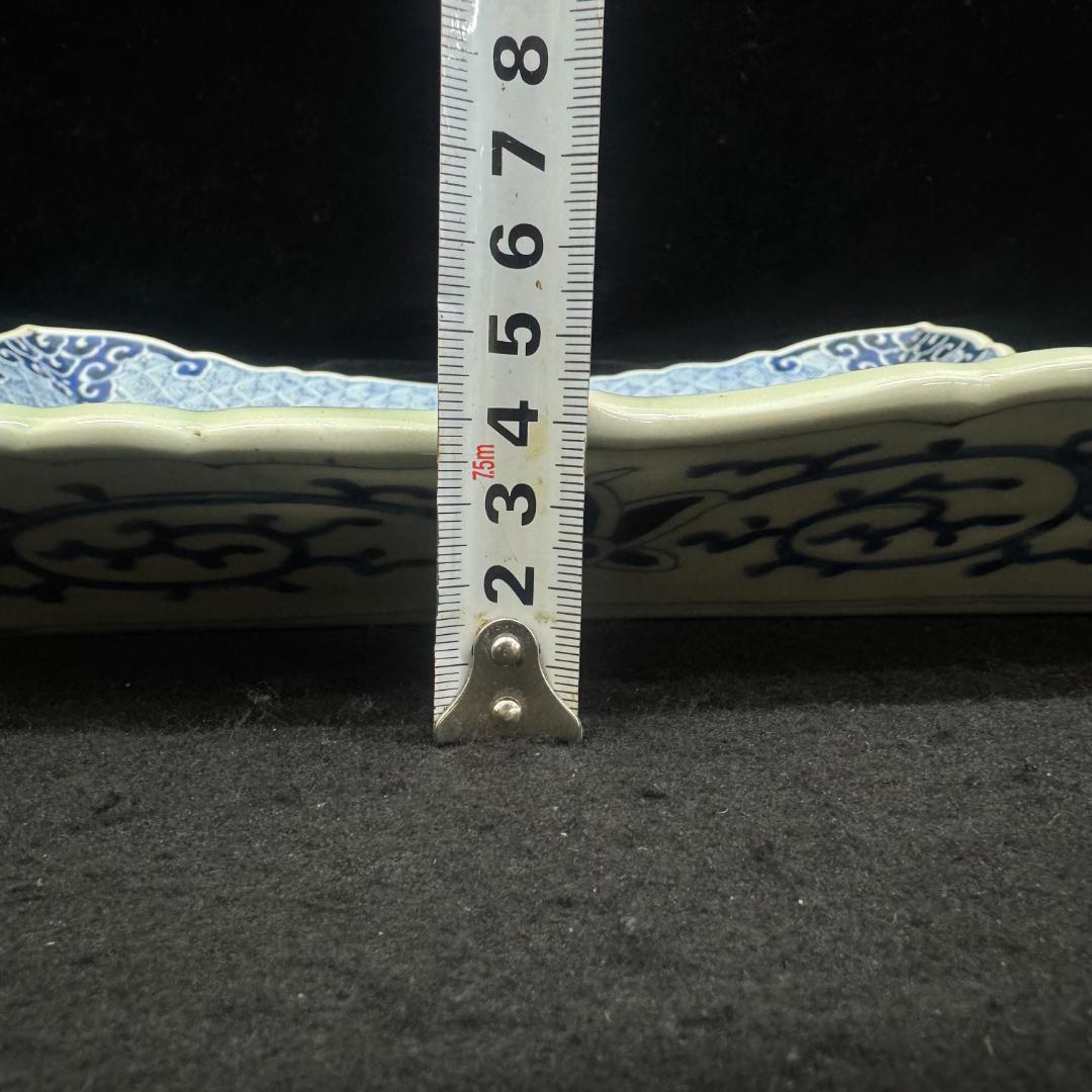 古伊万里 希少 角皿 染付松竹梅鶴亀紋絵飾り皿 手描き アンティーク 骨董