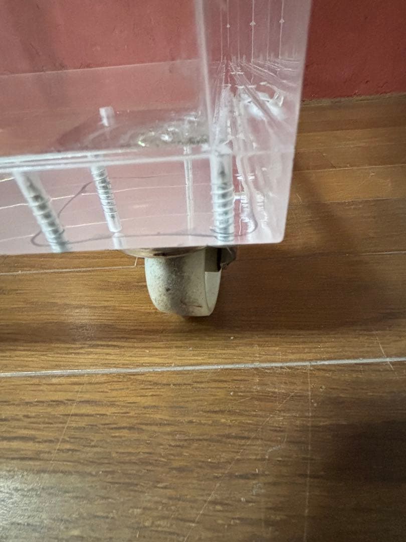 アクリル製　キャスター付き　ショーケース 棚　ガラス棚板1枚付き