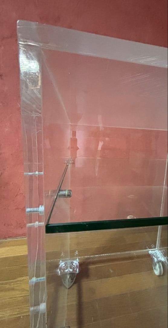 アクリル製　キャスター付き　ショーケース 棚　ガラス棚板1枚付き