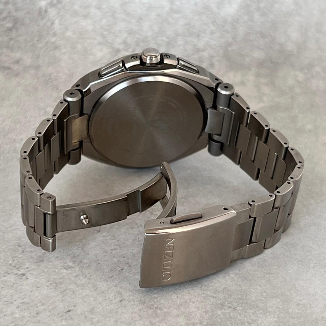 【√M】稼働品 シチズン アテッサ 電波ソーラー クロノ メンズ チタン