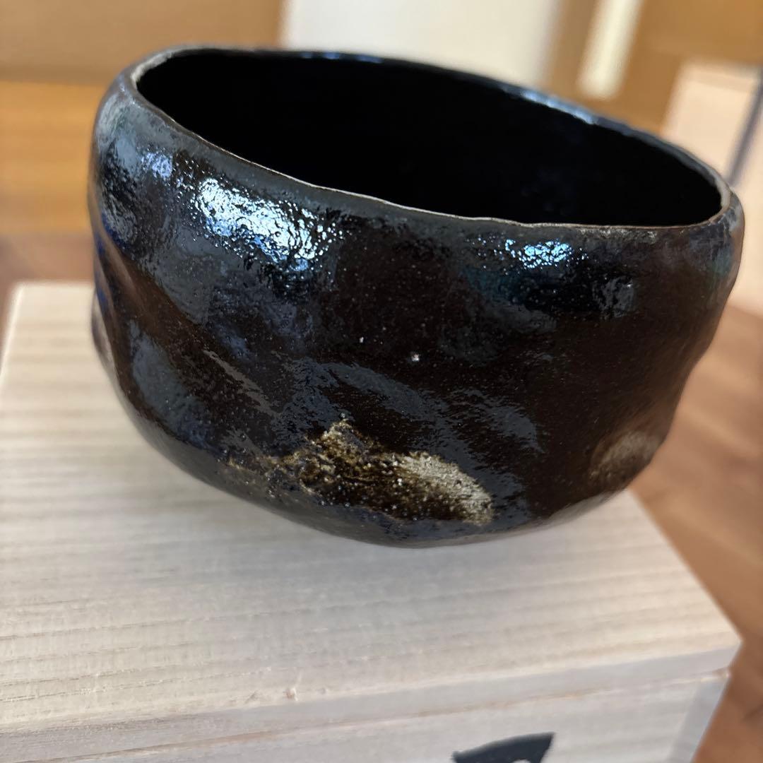 高級品楽焼窯元三代松楽茶器茶道具　黒色陶器　木箱付き