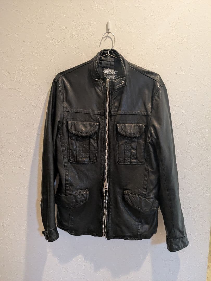 ジャケット・アウター archive black leather jacket y2k