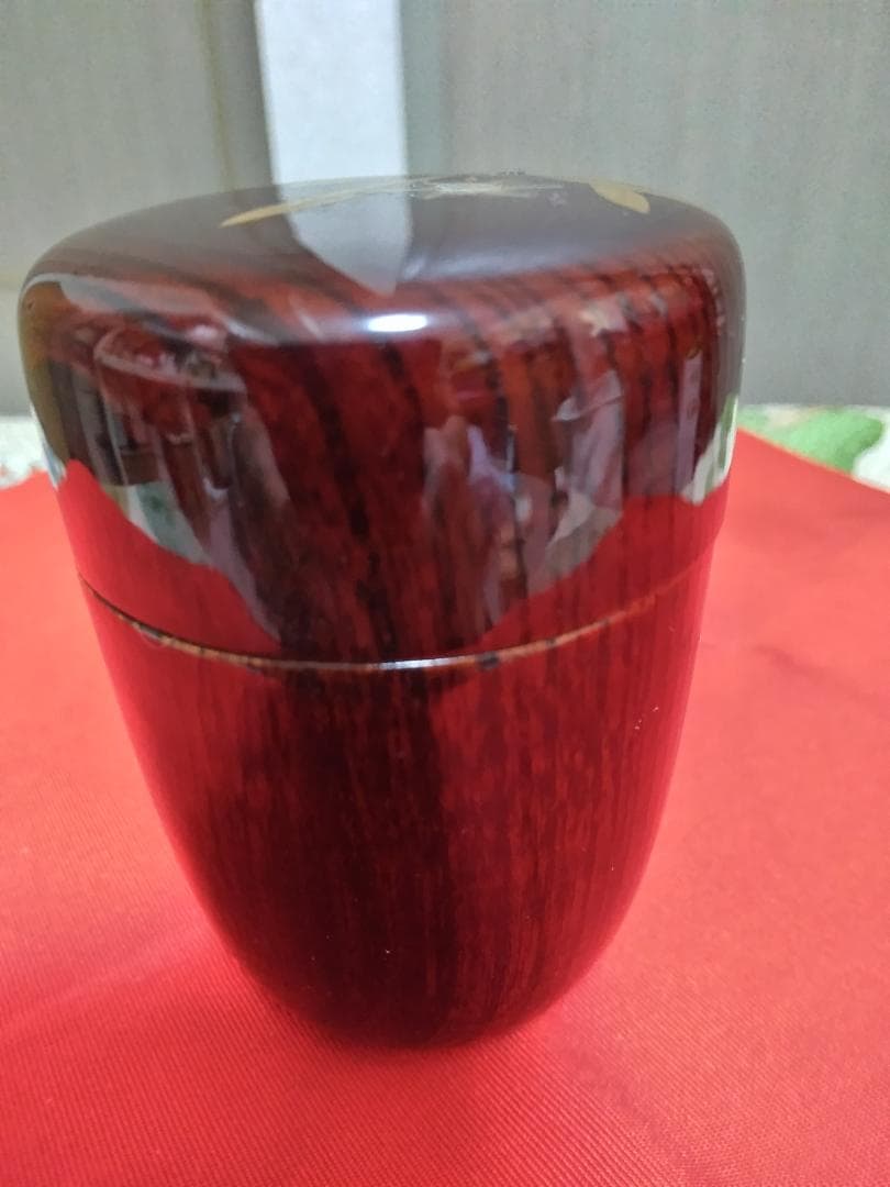 お値下げ茶道具　 長棗欅目水仙螺鈿一星作美品