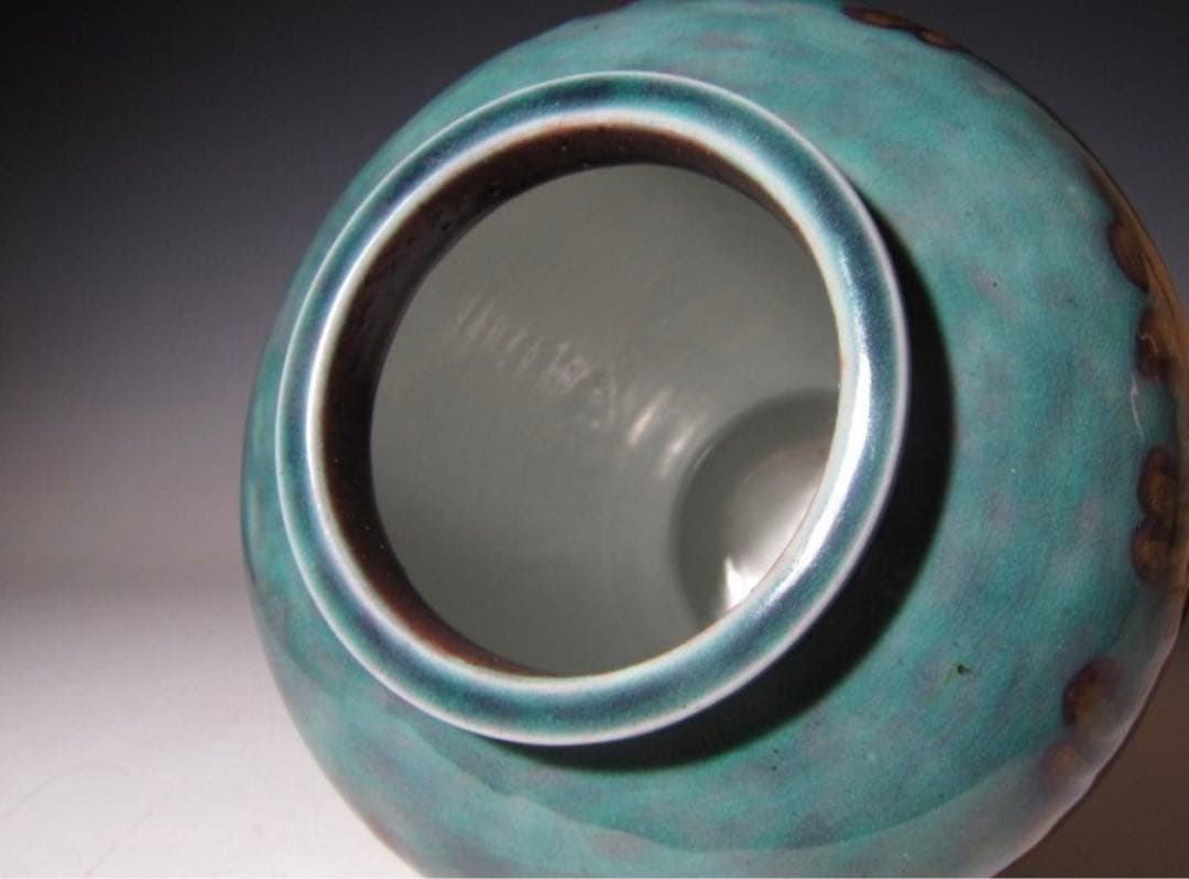 二代 徳田八十吉 源厚燿変花瓶 美しい色彩の逸品！7769