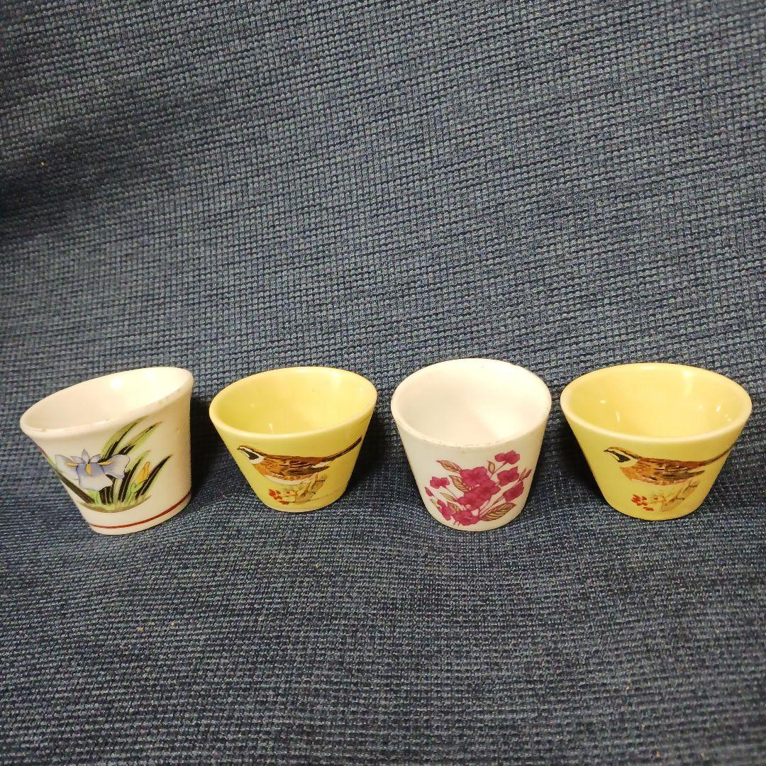 メジロ寝かせ箱　4籠　九谷焼おちょこ付き