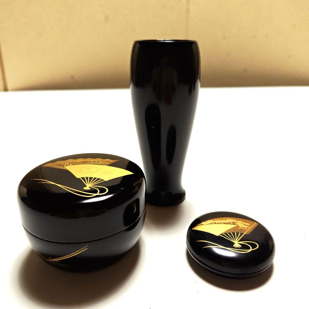 茶道具　真塗扇面ちらし茶箱