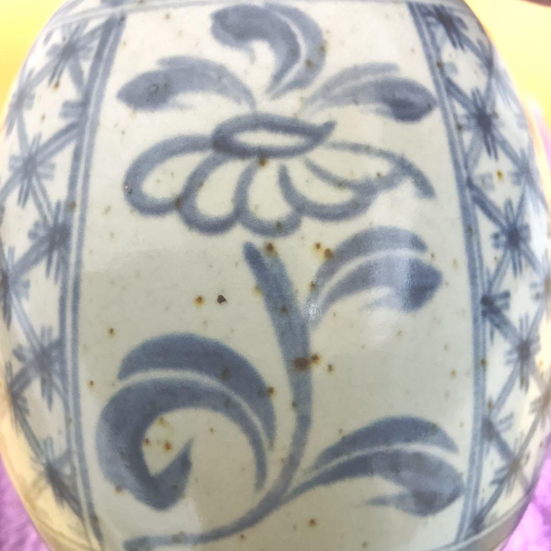 骨董品　萬古焼　華器　岸園山　花瓶　花器　花生　花入　呉須模様