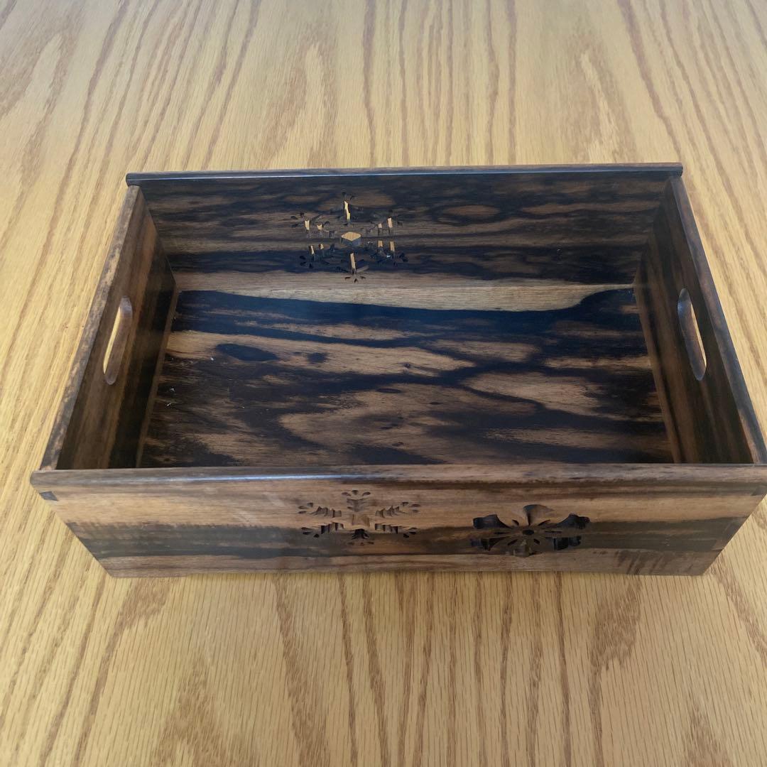 【川本光春】 黒柿 雪花透 莨盆 茶道具 喫煙具