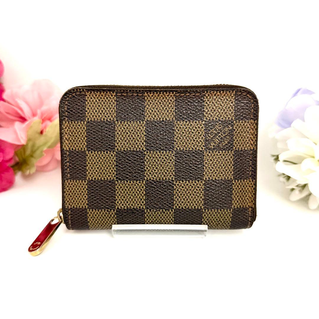 ルイヴィトン　パース　ラウンドファスナー　ダミエ　ブラウン 小銭入れ　茶色