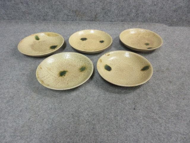 黄瀬戸絵変り小皿 5枚 [B24546]