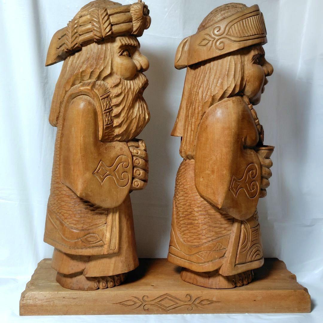 貴重！北海道アイヌ【手彫り】木製彫刻 ニポポ人形★約46cm★置物【ヴィンテージ