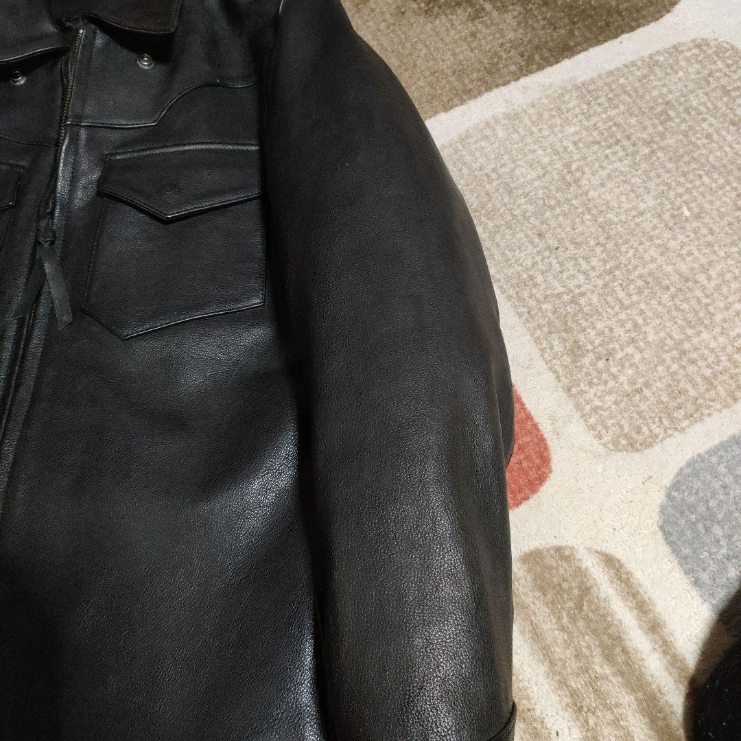 レア　カドヤ　本革レースアップレザージャケット　シャツタイプ　シボ革