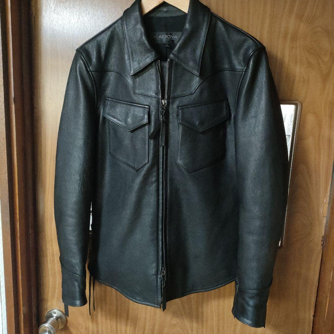 レア　カドヤ　本革レースアップレザージャケット　シャツタイプ　シボ革