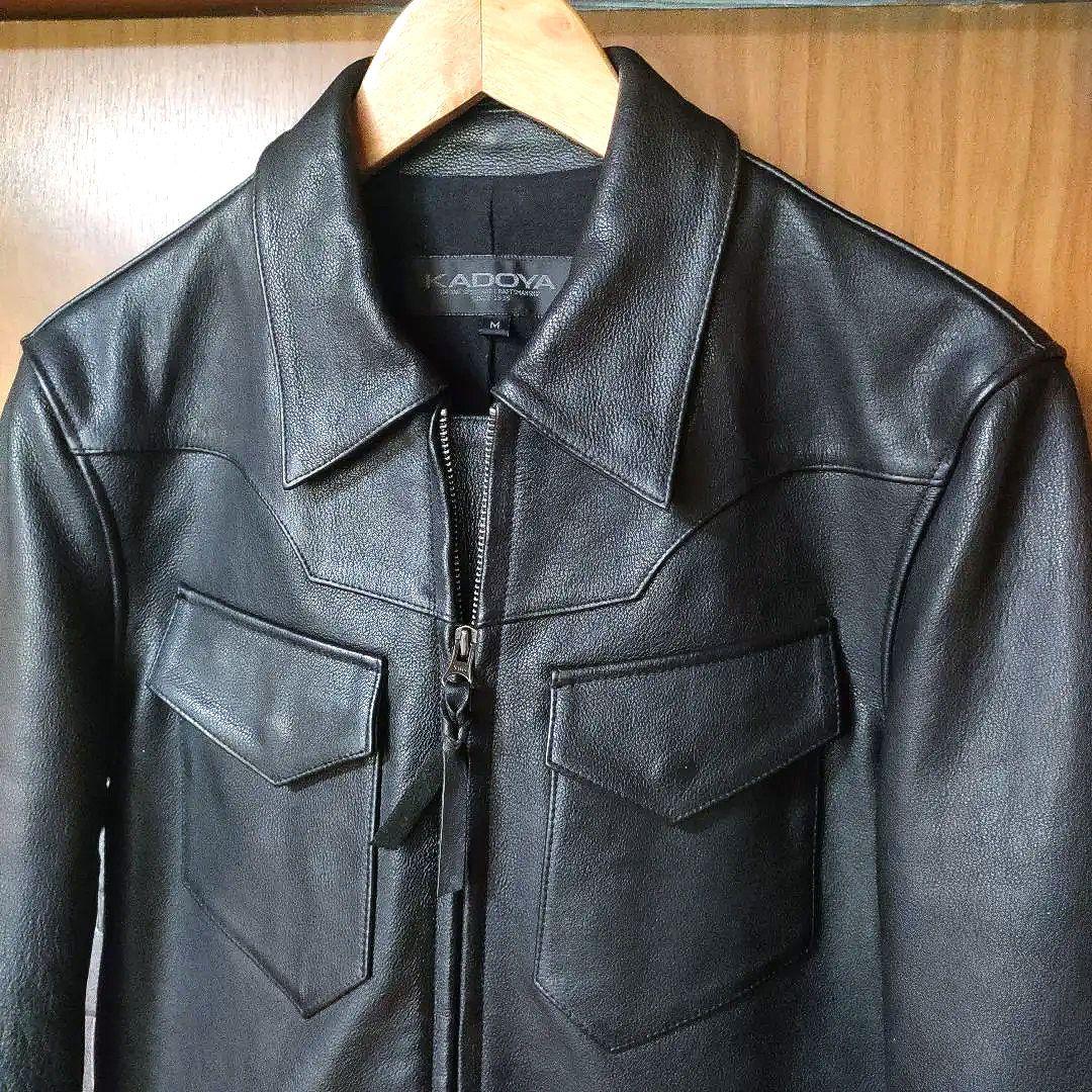レア　カドヤ　本革レースアップレザージャケット　シャツタイプ　シボ革