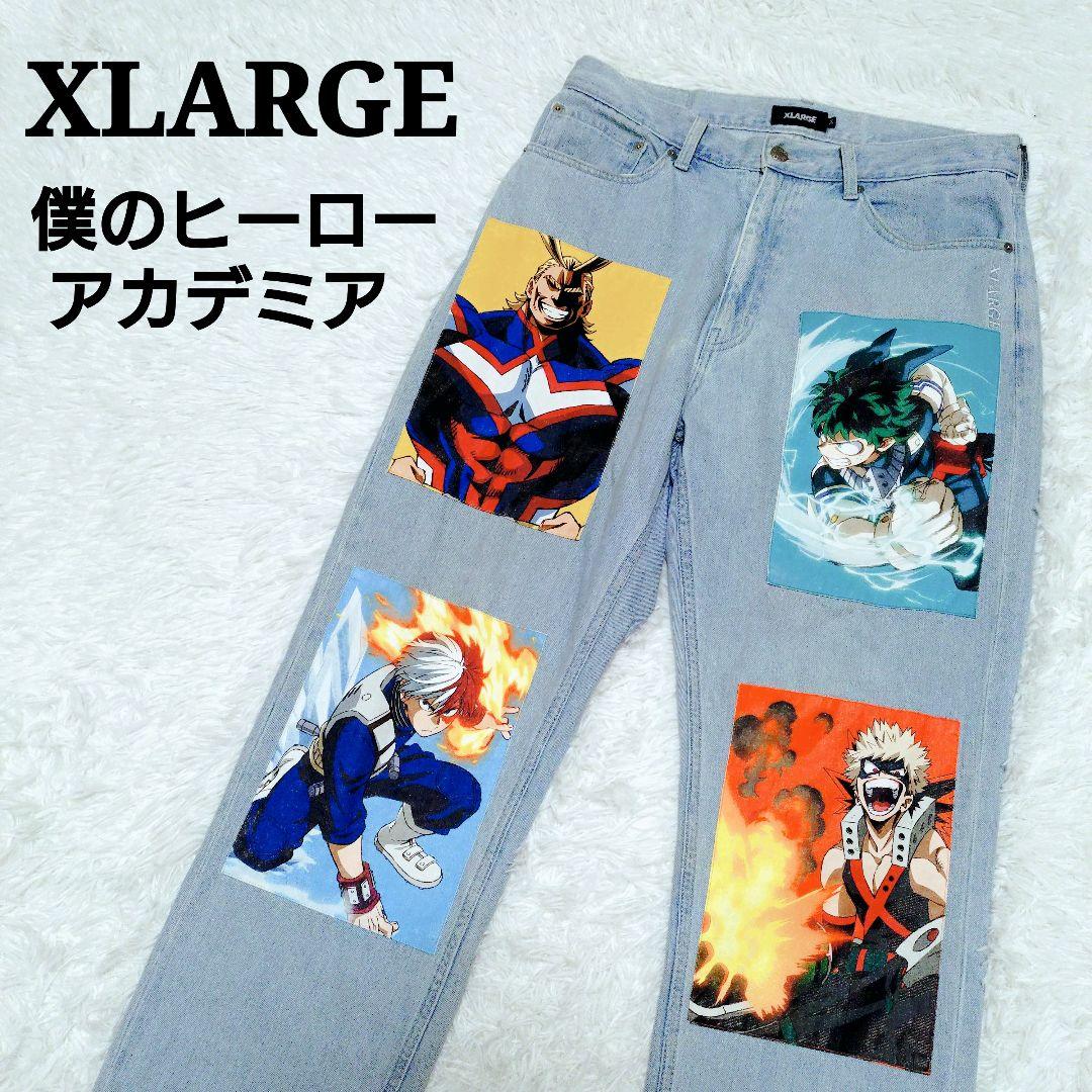 XLARGE 僕のヒーローアカデミア コラボ デニム プリント 刺繍 ヒロアカ